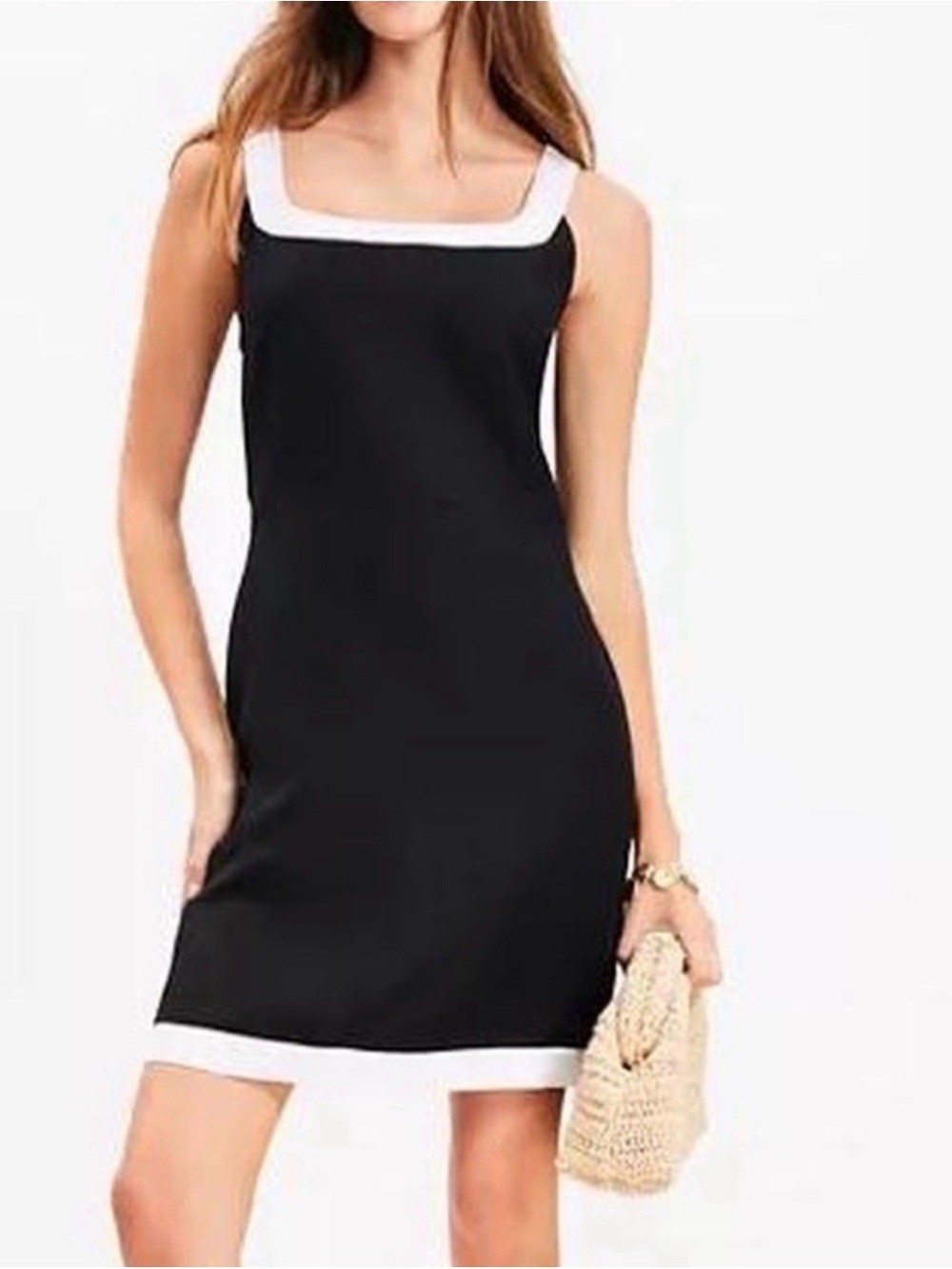 Abercrombie & Fitch Linen Mini Dress Black & White Straps Size Medium Tall